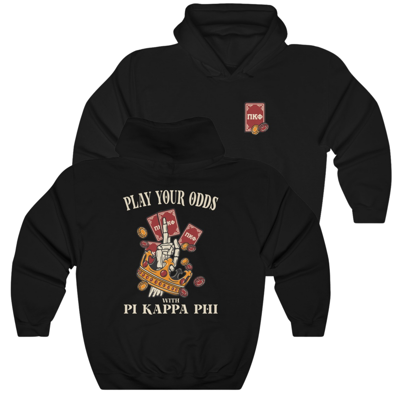 Black Pi Kappa Phi Graphic Hoodie | Play Your Odds | Pi Kappa Phi Apparel and Merchandise