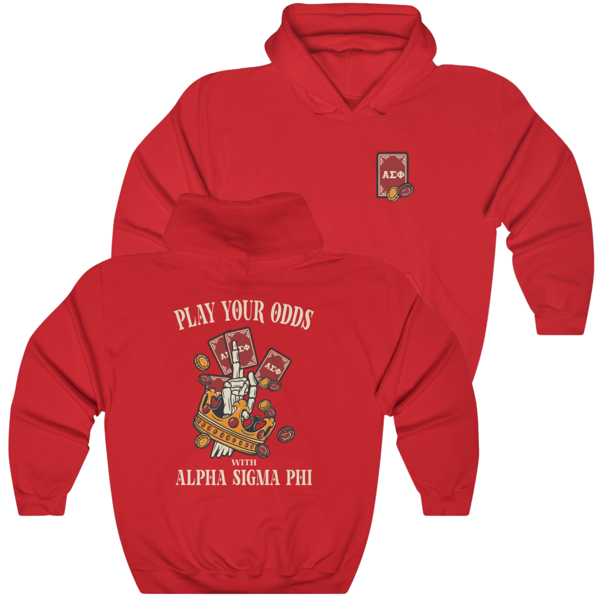 Red Alpha Sigma Phi Graphic Hoodie | Play Your Odds | Alpha Sigma Phi Fraternity Hoodie 