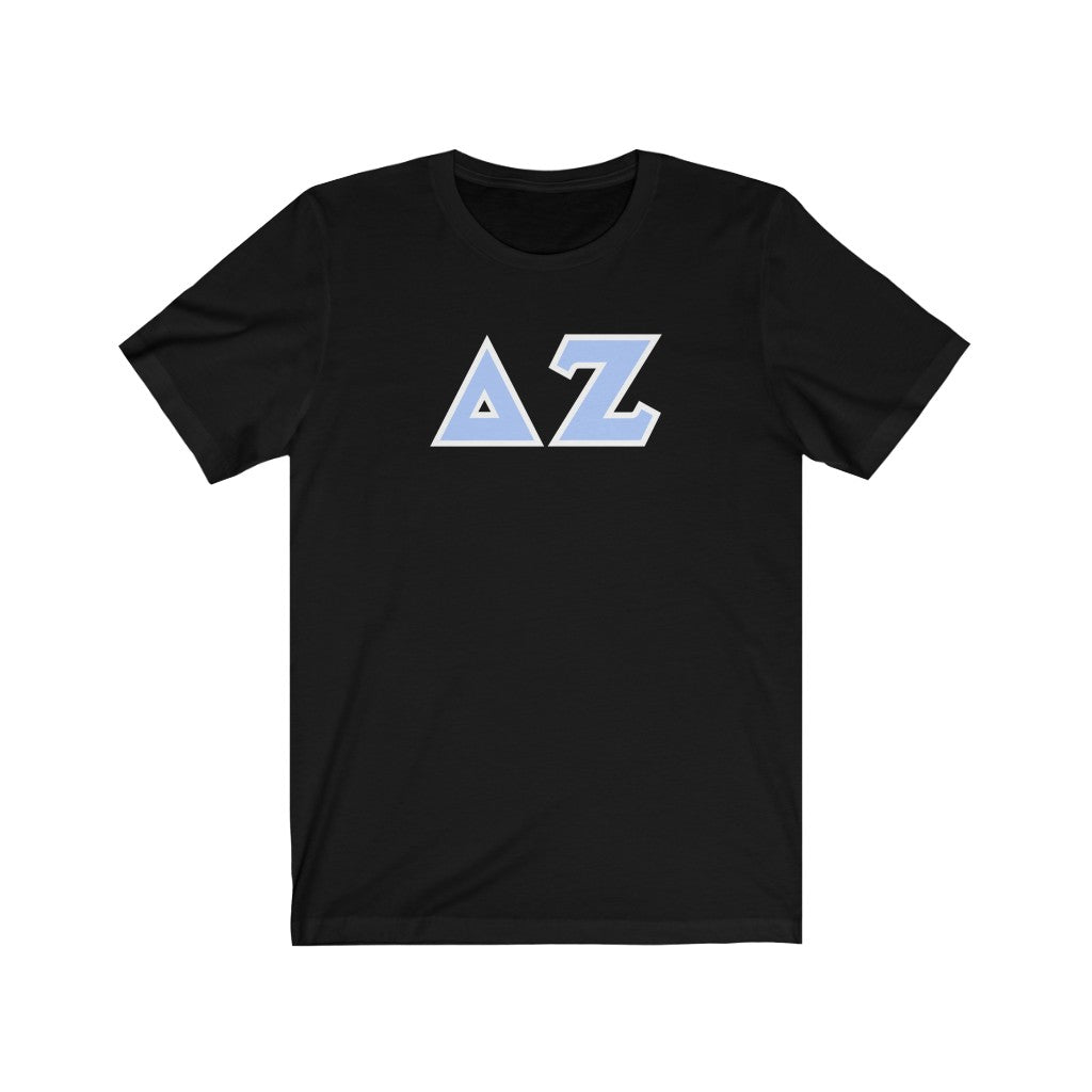 Delta Zeta Printed Letters | L Blue & White Border T-Shirt