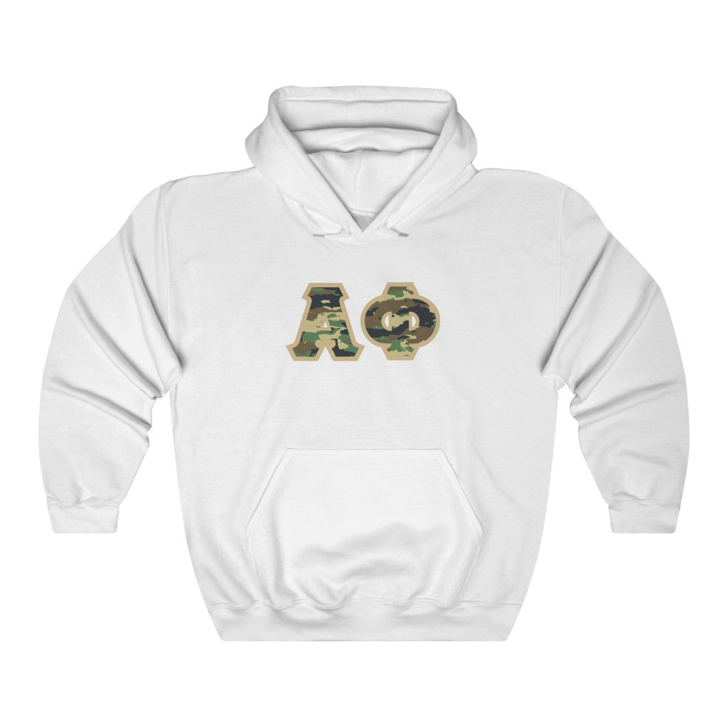 Alpha Phi Printed Letters | Camouflage Hoodie