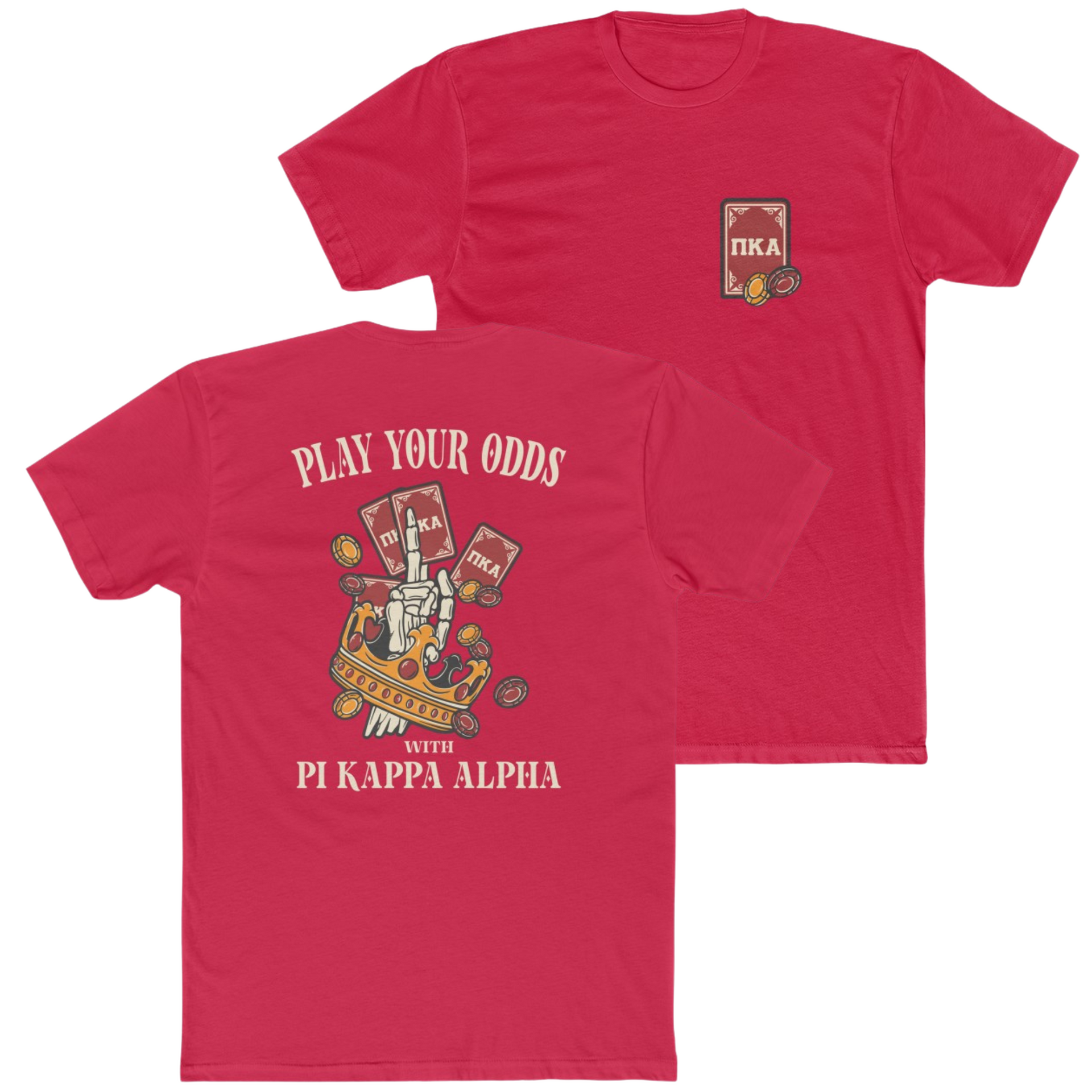 Red Pi Kappa Alpha Graphic T-Shirt | Play Your Odds | Pi kappa alpha fraternity shirt 
