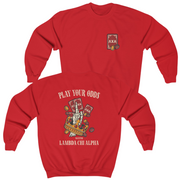 Red Lambda Chi Alpha Graphic Crewneck Sweatshirt | Play Your Odds | Lambda Chi Alpha Fraternity Apparel 