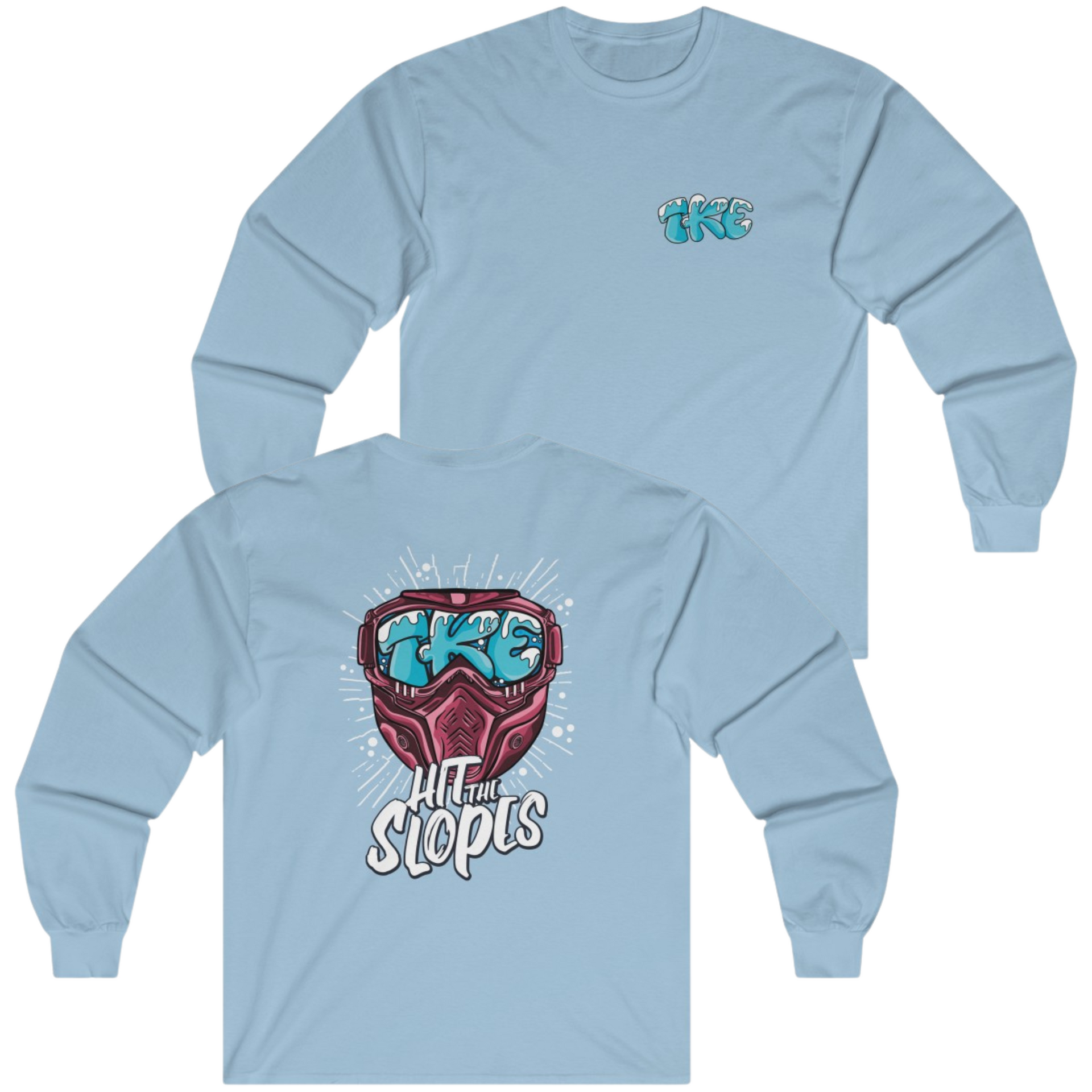 Light Blue Tau Kappa Epsilon Graphic Long Sleeve T-Shirt | Hit the Slopes | TKE Clothing and Merchandise