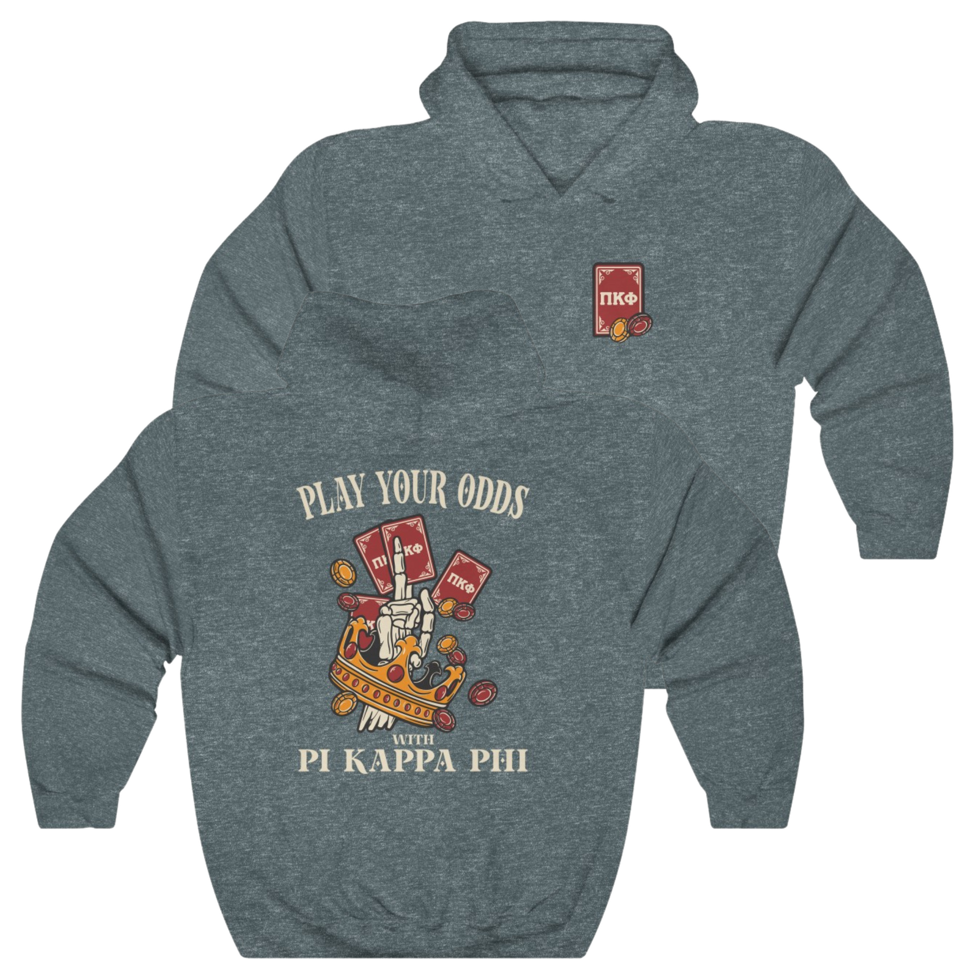 Grey Pi Kappa Phi Graphic Hoodie | Play Your Odds | Pi Kappa Phi Apparel and Merchandise