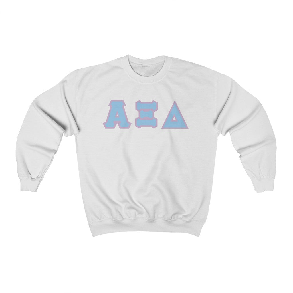 AXiD Printed Letters | Blue with Lavender Border Crewneck
