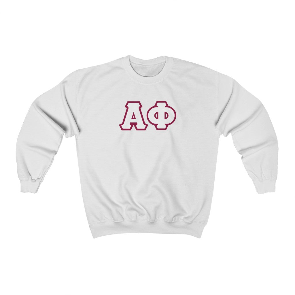 Alpha Phi Printed Letters | White & Maroon Border Crewneck