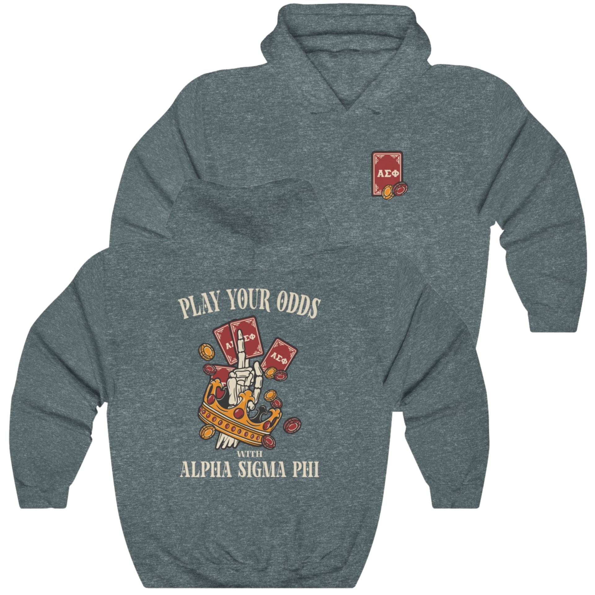 Grey Alpha Sigma Phi Graphic Hoodie | Play Your Odds | Alpha Sigma Phi Fraternity Hoodie 