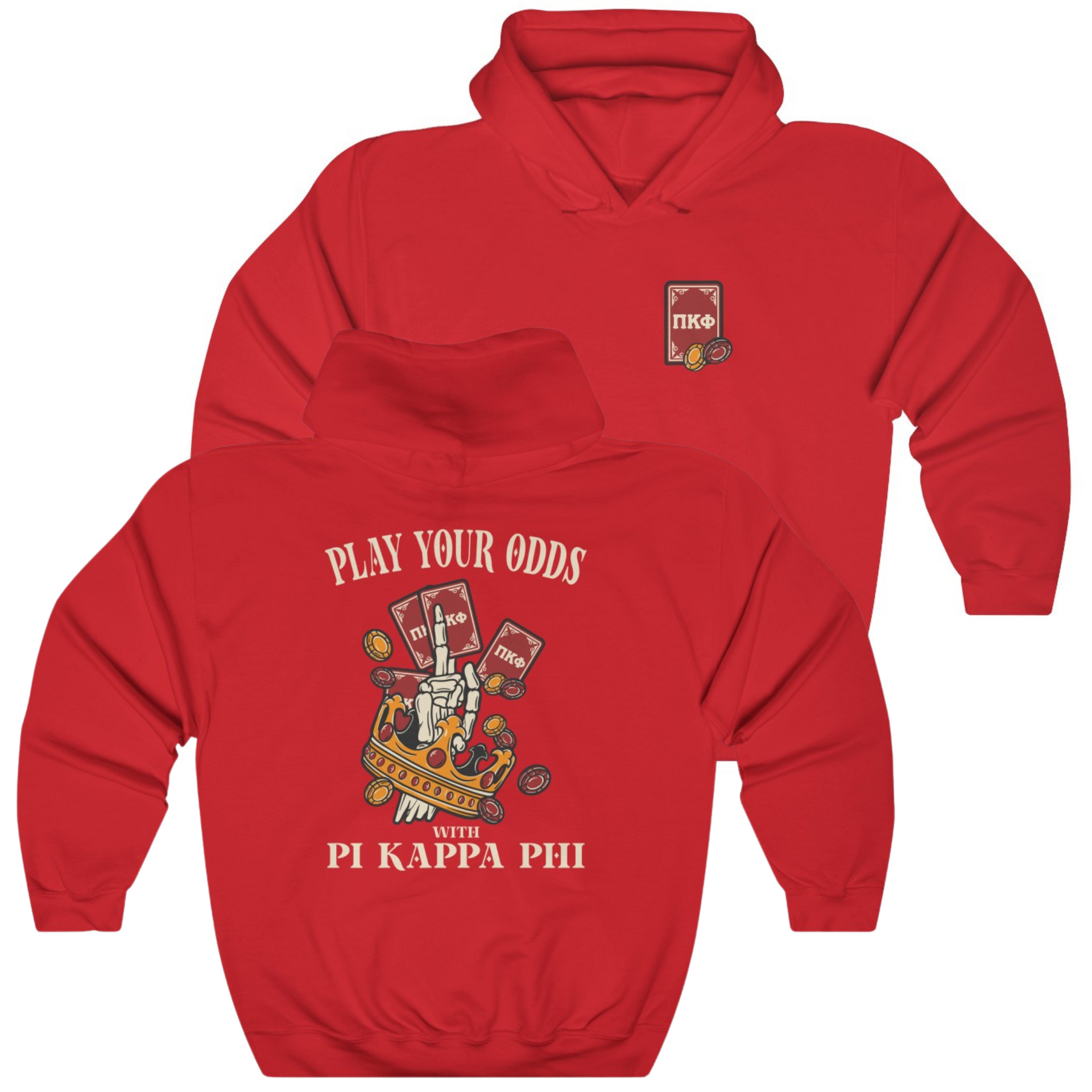 Red Pi Kappa Phi Graphic Hoodie | Play Your Odds | Pi Kappa Phi Apparel and Merchandise