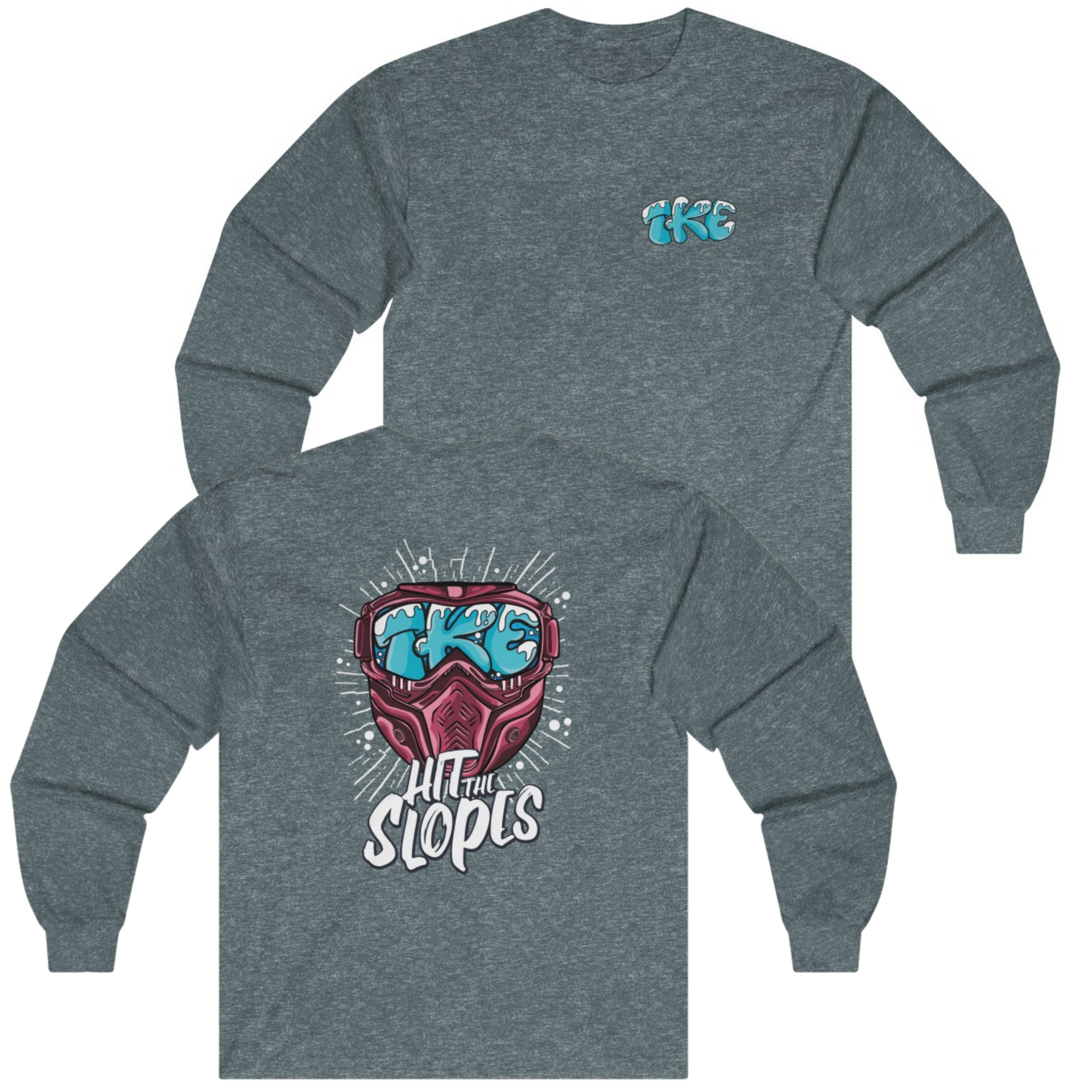 Dark Heather Tau Kappa Epsilon Graphic Long Sleeve T-Shirt | Hit the Slopes | TKE Clothing and Merchandise