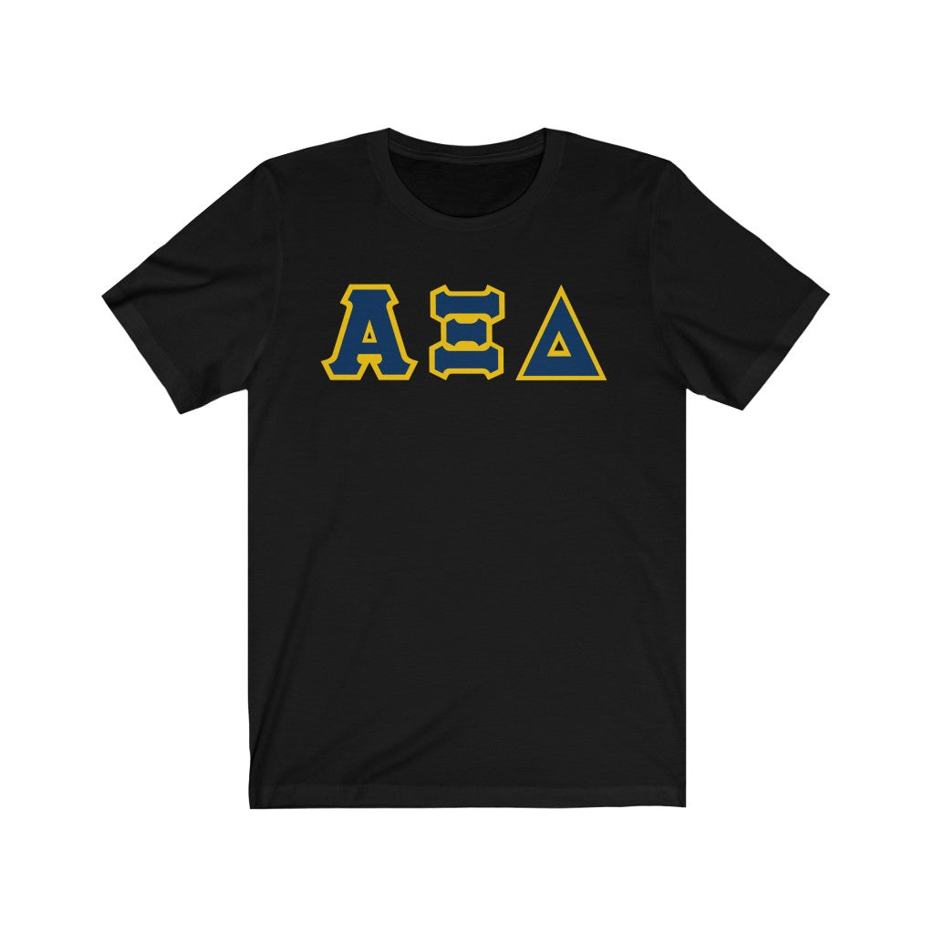 AXiD Printed Letters | Navy with Quill Gold Border T-Shirt