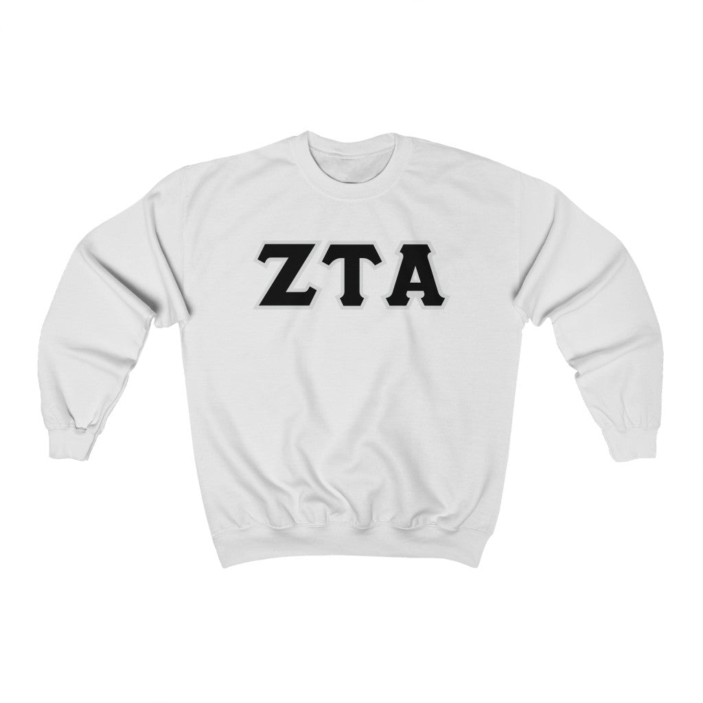 ZTA Printed Letters | Black with Grey Border Crewneck