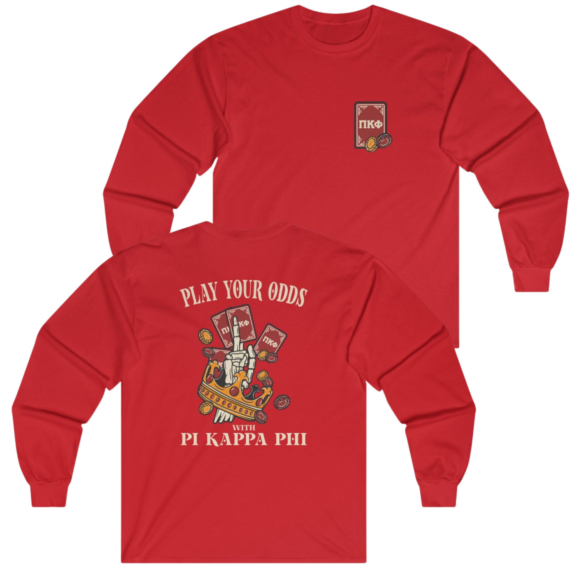 Red Pi Kappa Phi Graphic Long Sleeve | Play Your Odds | Pi Kappa Phi Apparel and Merchandise 