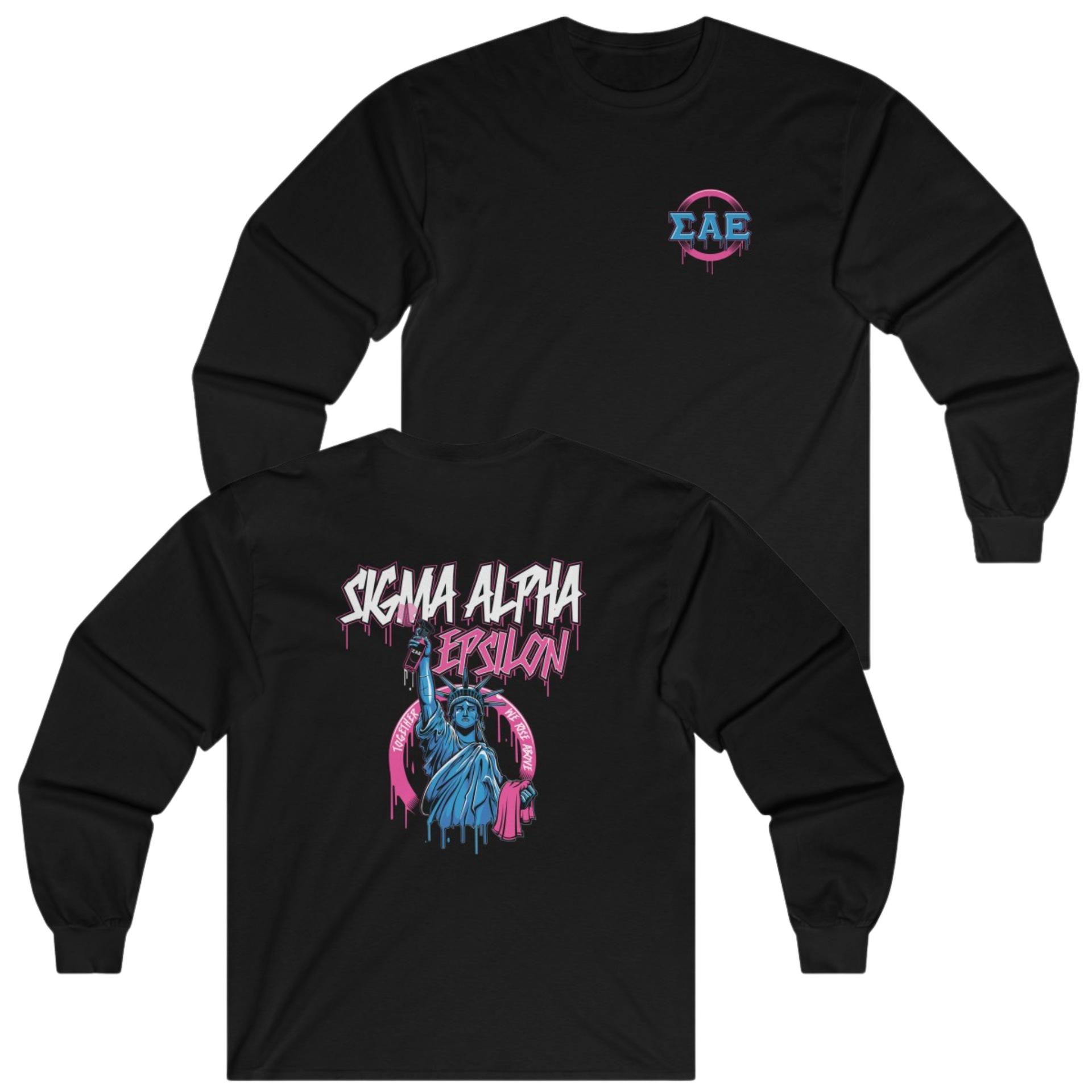 Black Sigma Alpha Epsilon Graphic Long Sleeve | Liberty Rebel | Sigma Alpha Epsilon Clothing and Merchandise