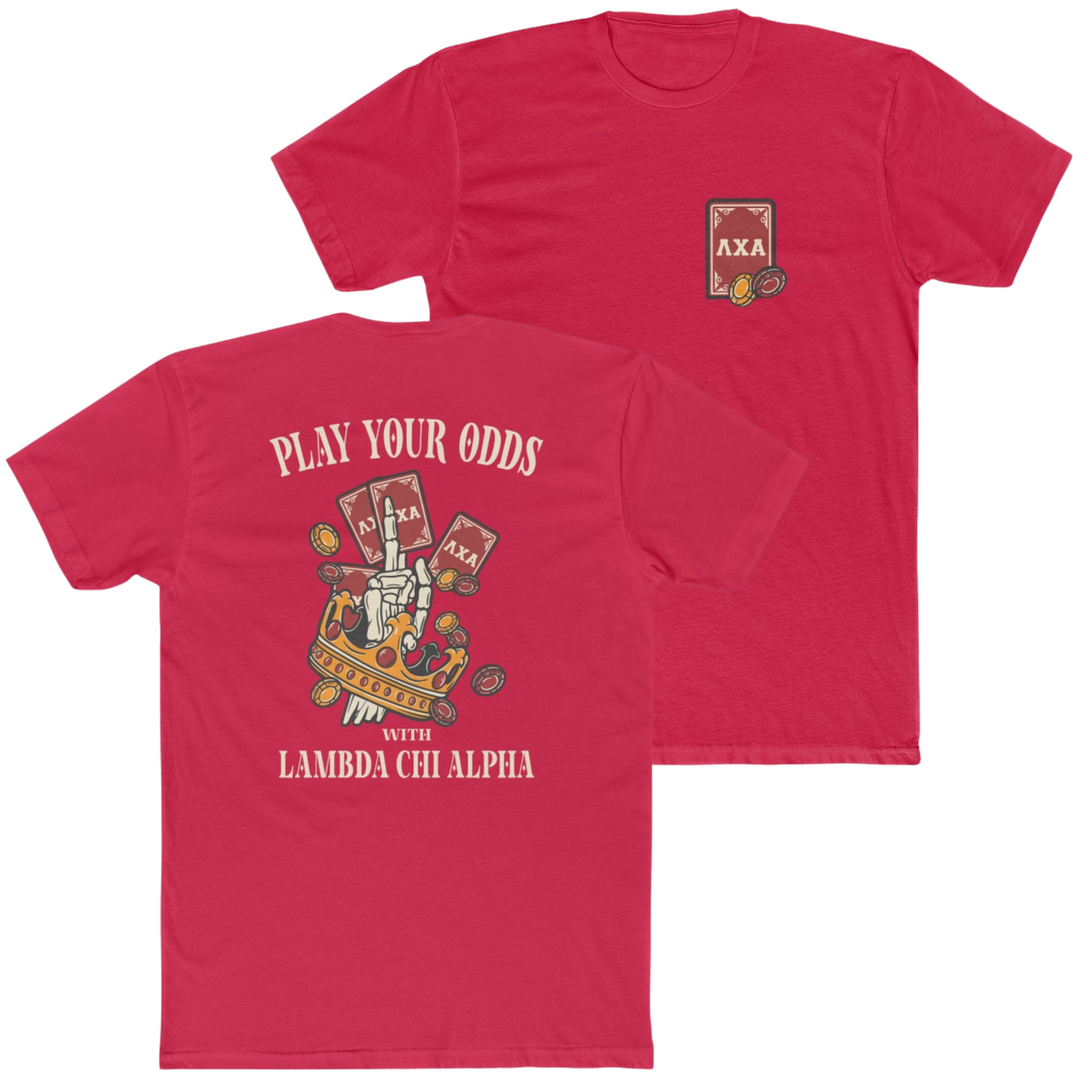 Red Lambda Chi Alpha Graphic T-Shirt | Play Your Odds | Lambda Chi Alpha Fraternity Apparel 