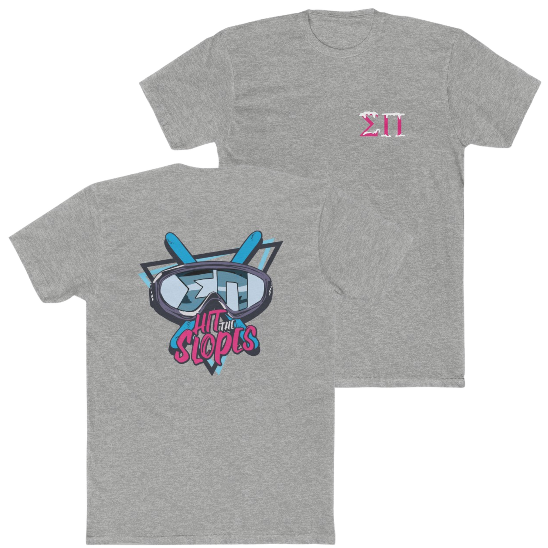 Grey Sigma Pi Graphic T-Shirt | Hit the Slopes | Sigma Pi Apparel and Merchandise