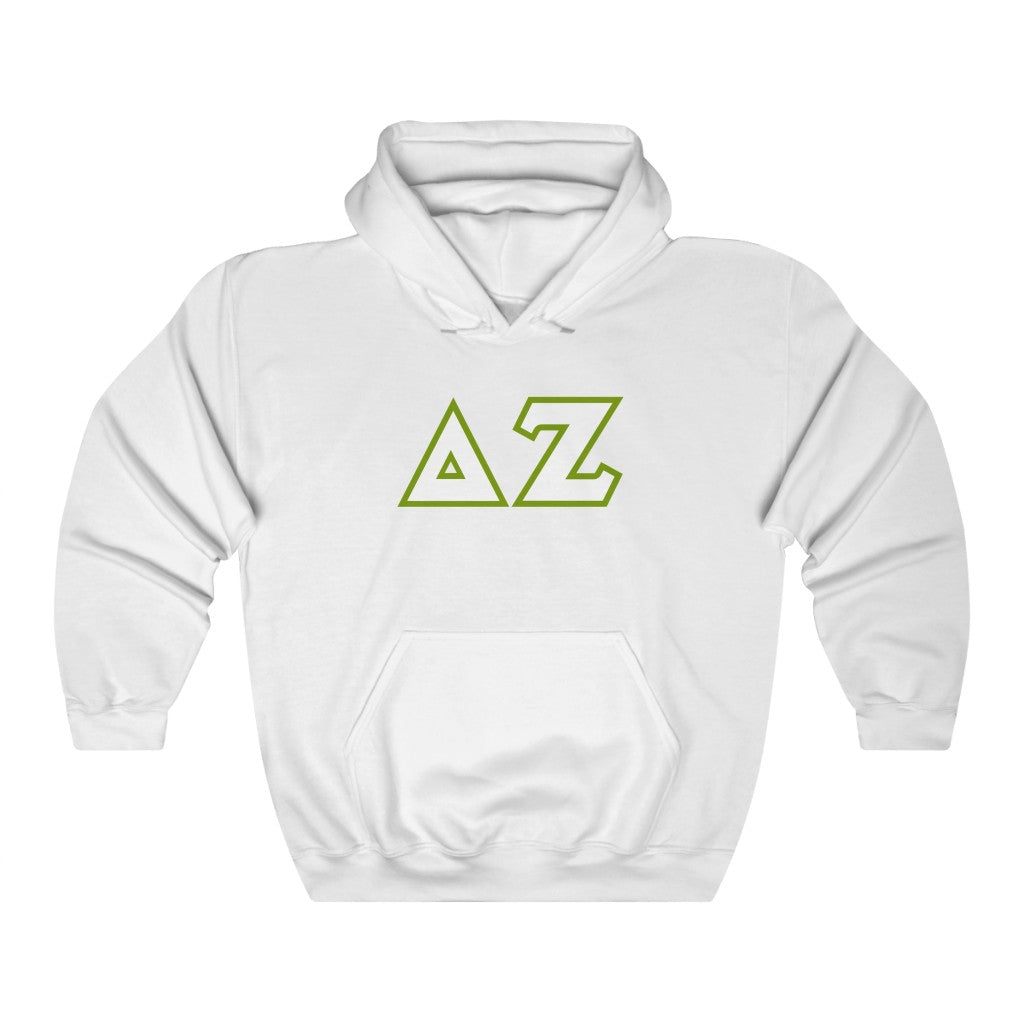 Delta Zeta Printed Letters | White & Green Border Hoodie