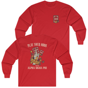 Red Alpha Sigma Phi Graphic Long Sleeve | Play Your Odds | Alpha Sigma Phi Long Sleeve Fraternity Shirt 