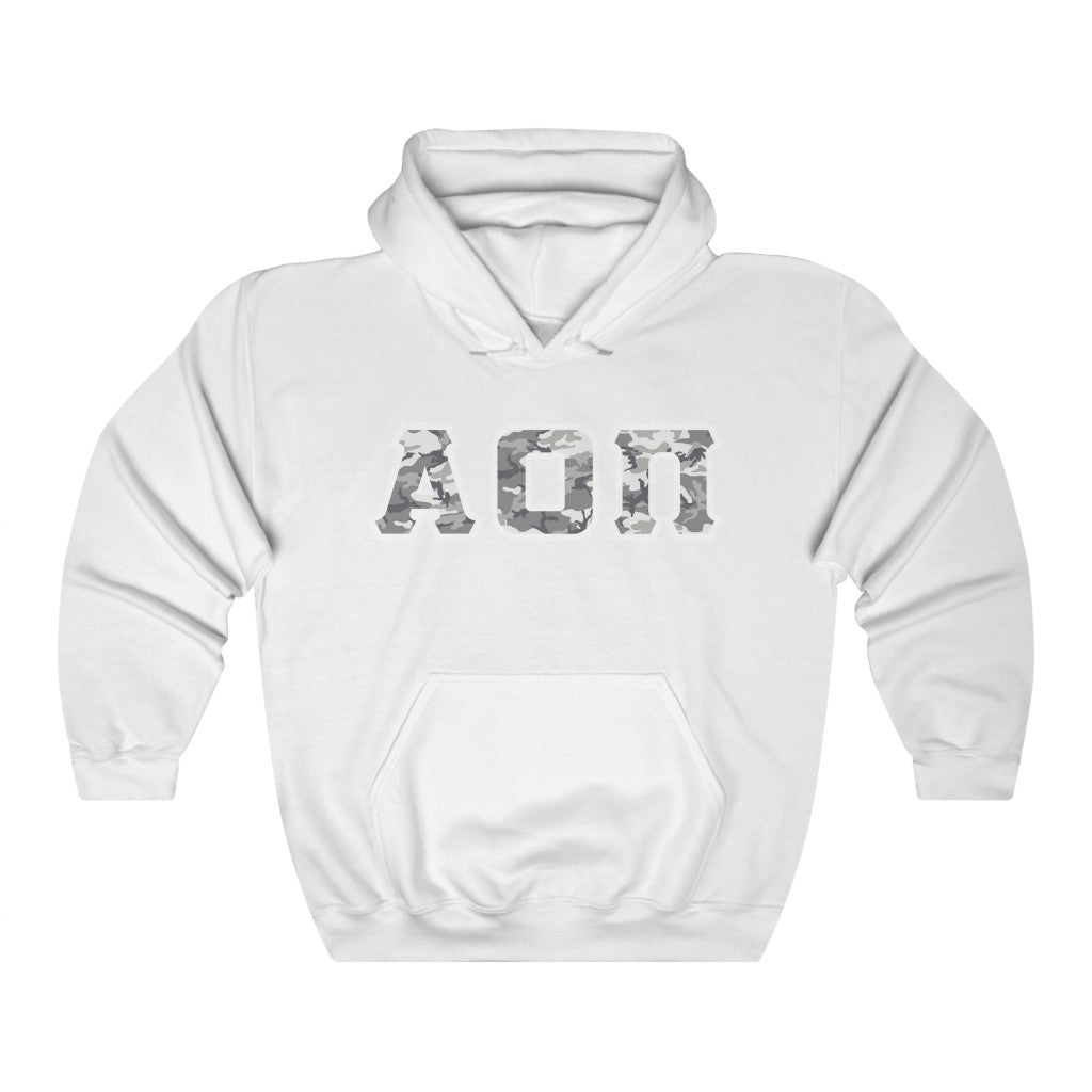 AOII Printed Letters | Winter Camo Hoodie