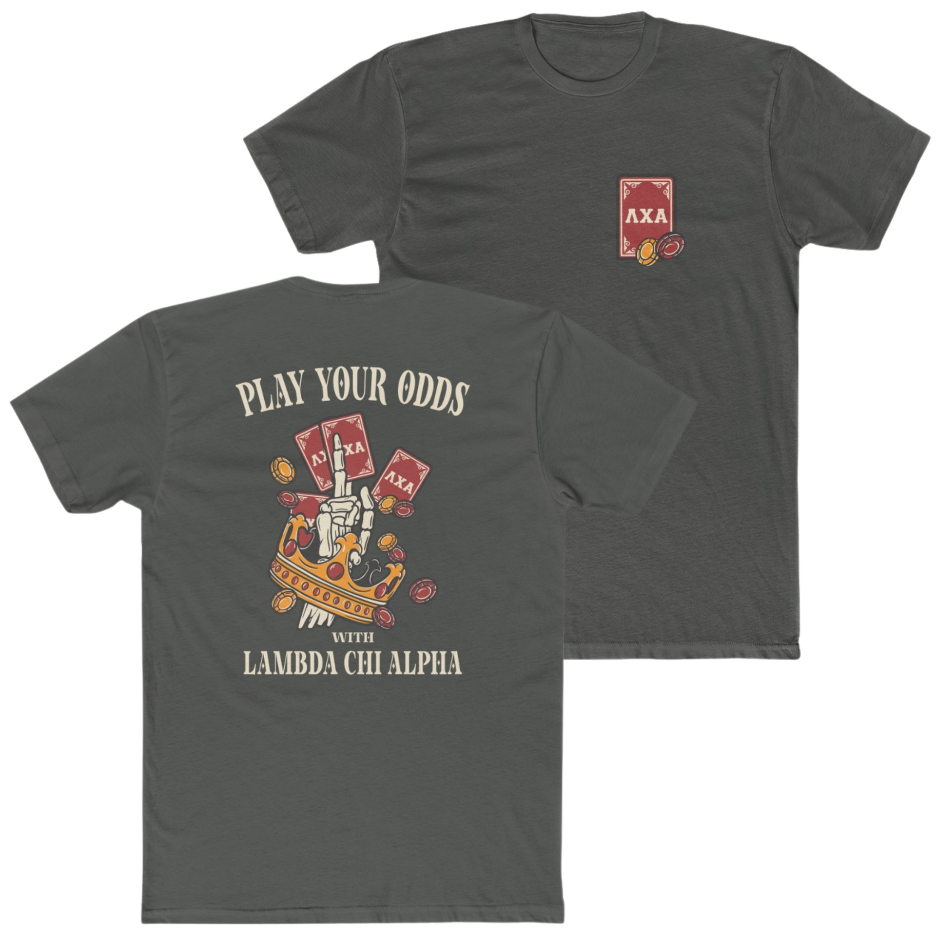 grey Lambda Chi Alpha Graphic T-Shirt | Play Your Odds | Lambda Chi Alpha Fraternity Apparel 