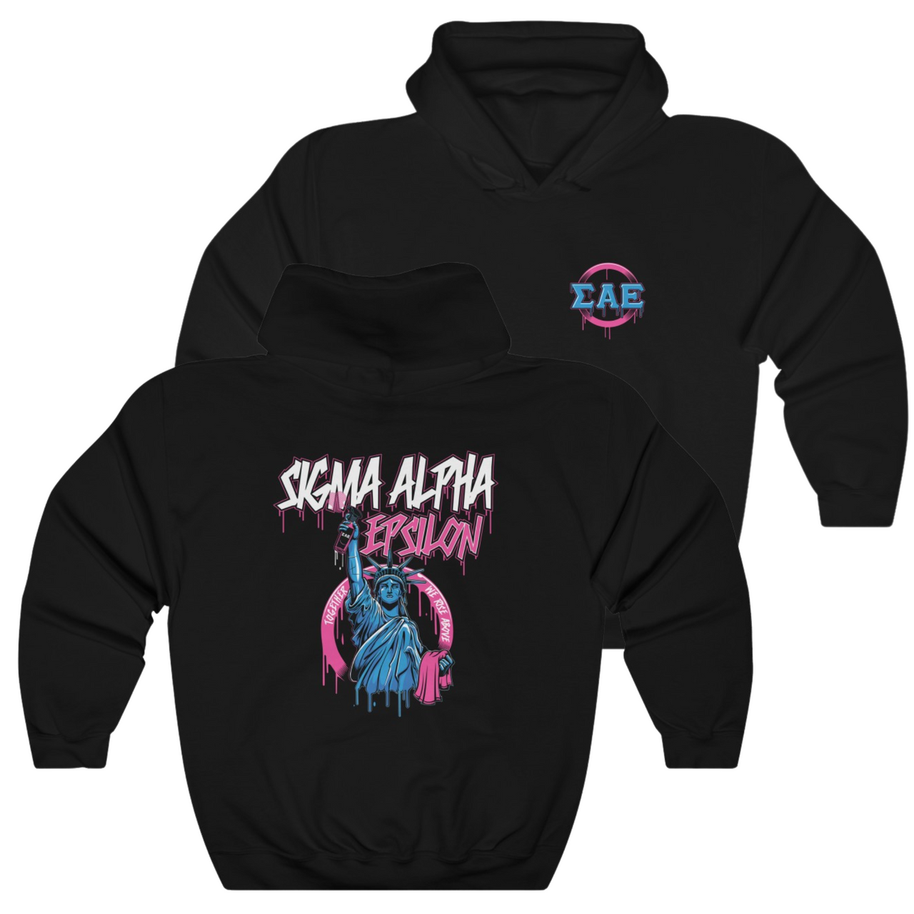 Black Sigma Alpha Epsilon Graphic Hoodie | Liberty Rebel | Sigma Alpha Epsilon Clothing and Merchandise