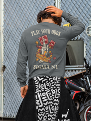 Sigma Nu Graphic Long Sleeve | Play Your Odds | Sigma Nu Clothing, Apparel and Merchandise model 