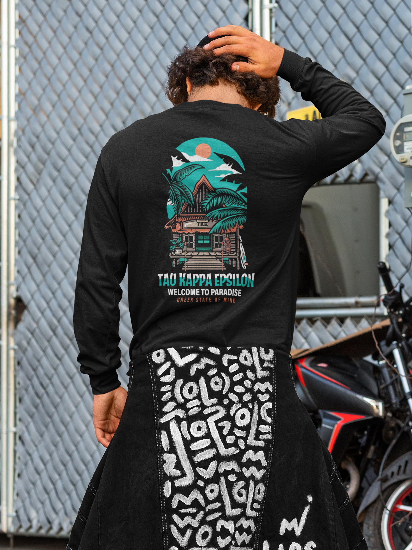 Tau Kappa Epsilon Graphic Long Sleeve T-Shirt | Welcome to Paradise | Tau Kappa Epsilon Fraternity model 