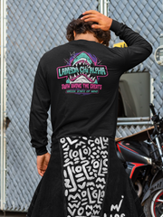 Black Lambda Chi Alpha Graphic Long Sleeve | The Deep End | Lambda Chi Alpha Fraternity Shirt back model 