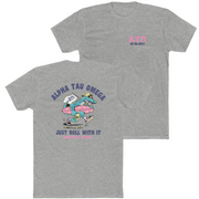 Grey Alpha Tau Omega Graphic T-Shirt | Alligator Skater | Alpha Sigma Phi Fraternity Merch