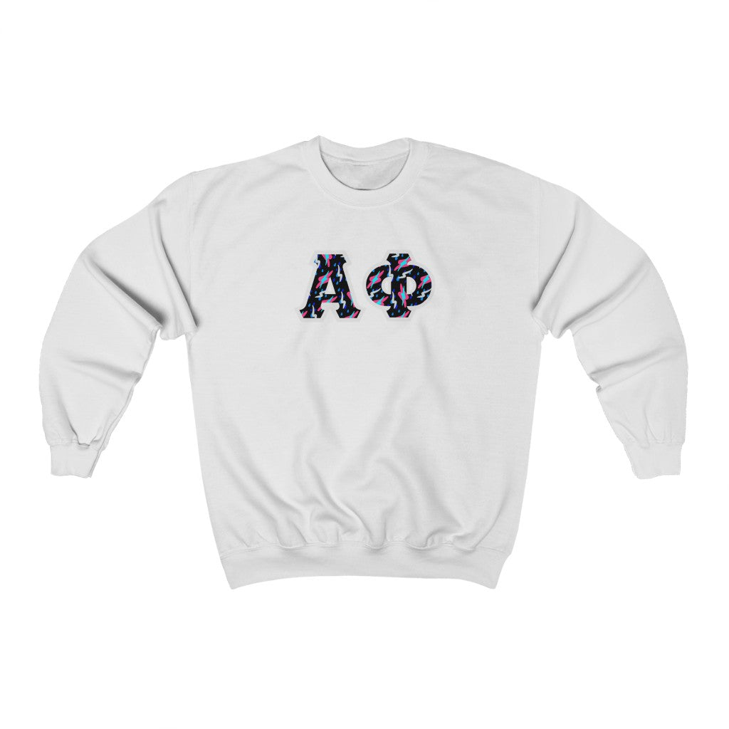 Alpha Phi Printed Letters | Bayside Black Crewneck
