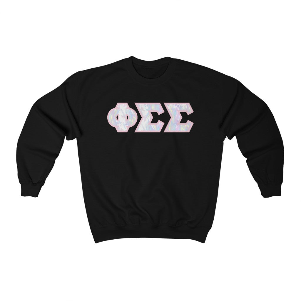 Phi Sigma Sigma Printed Letters | Pastel Tie-Dye Crewneck