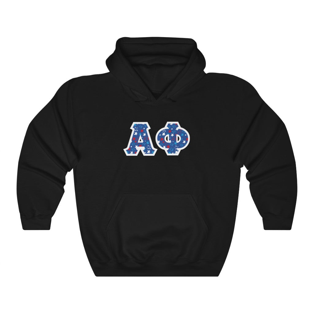 Alpha Phi Printed Letters | USA Stars Hoodie