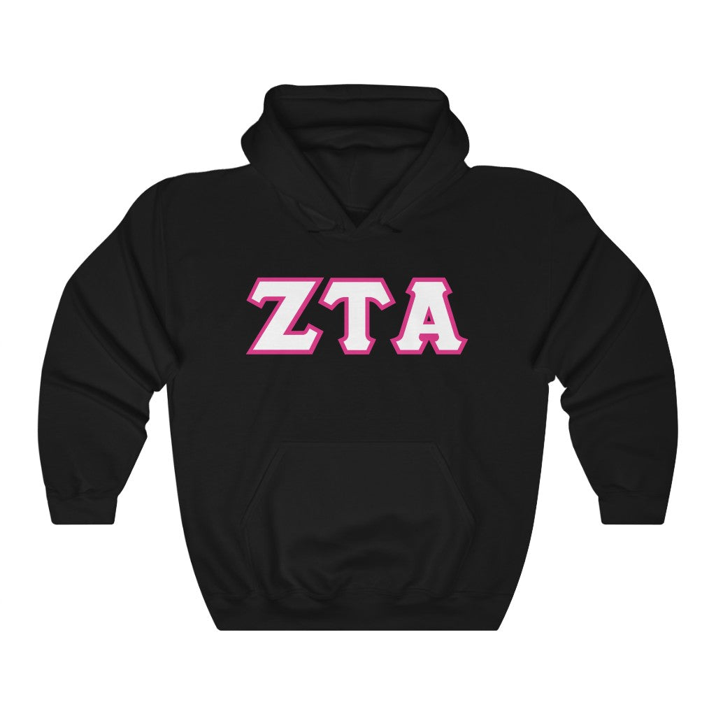ZTA Printed Letters | White with Hot Pink Border Hoodie