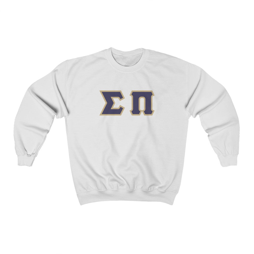 Sigma Pi Printed Letter Crewneck | Purple with Old Gold