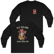 Black Alpha Sigma Phi Graphic Long Sleeve | Play Your Odds | Alpha Sigma Phi Long Sleeve Fraternity Shirt 