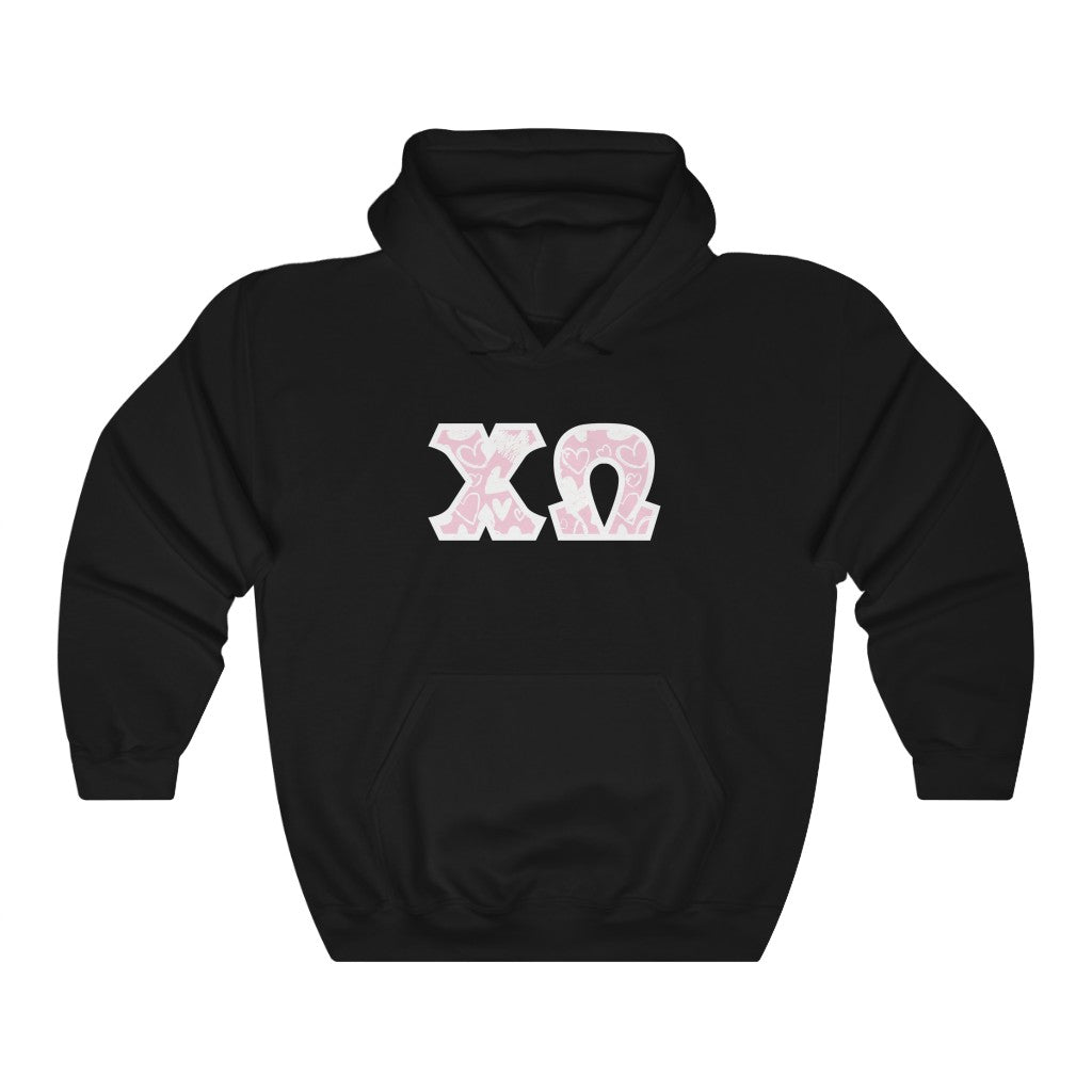 Chi Omega Printed Letters | Chalky Hearts Hoodie