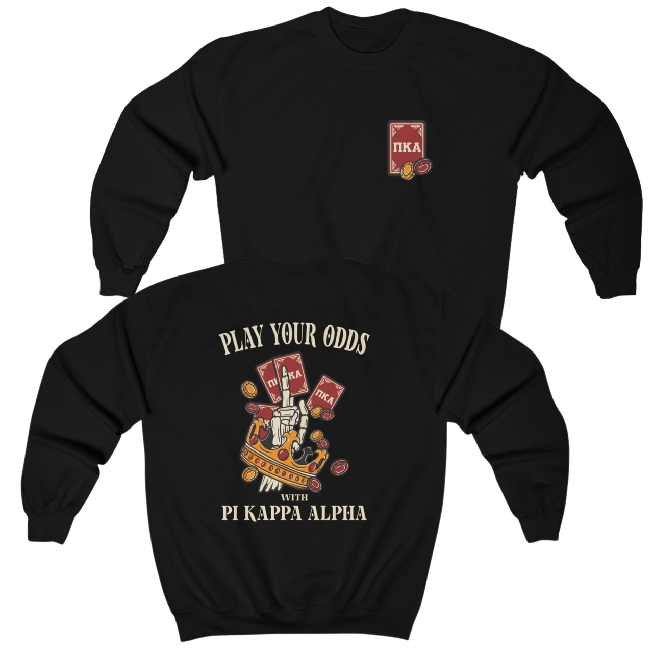 Black Pi Kappa Alpha Graphic Crewneck Sweatshirt | Play Your Odds | Pi kappa alpha fraternity shirt 