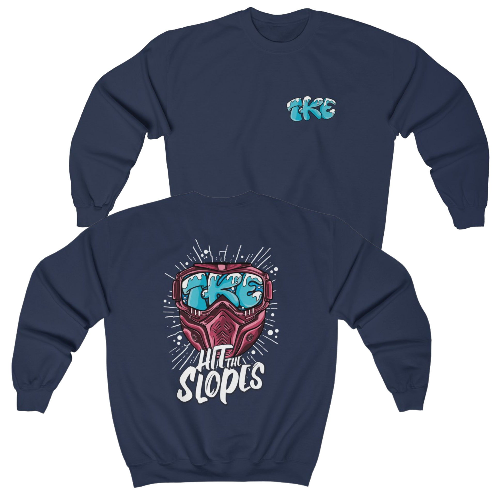 Navy Tau Kappa Epsilon Graphic Crewneck Sweatshirt | Hit the Slopes | TKE Clothing and Merchandise 