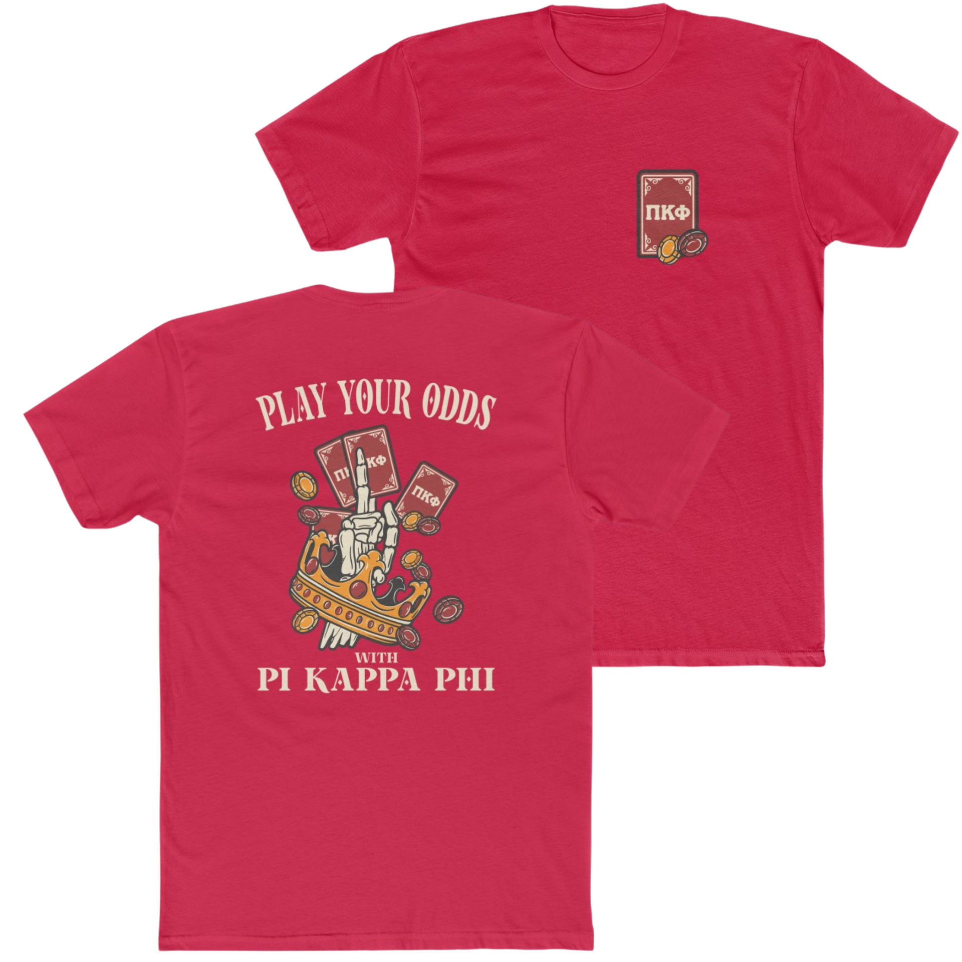 Red Pi Kappa Phi Graphic T-Shirt | Play Your Odds | Pi Kappa Phi Apparel and Merchandise