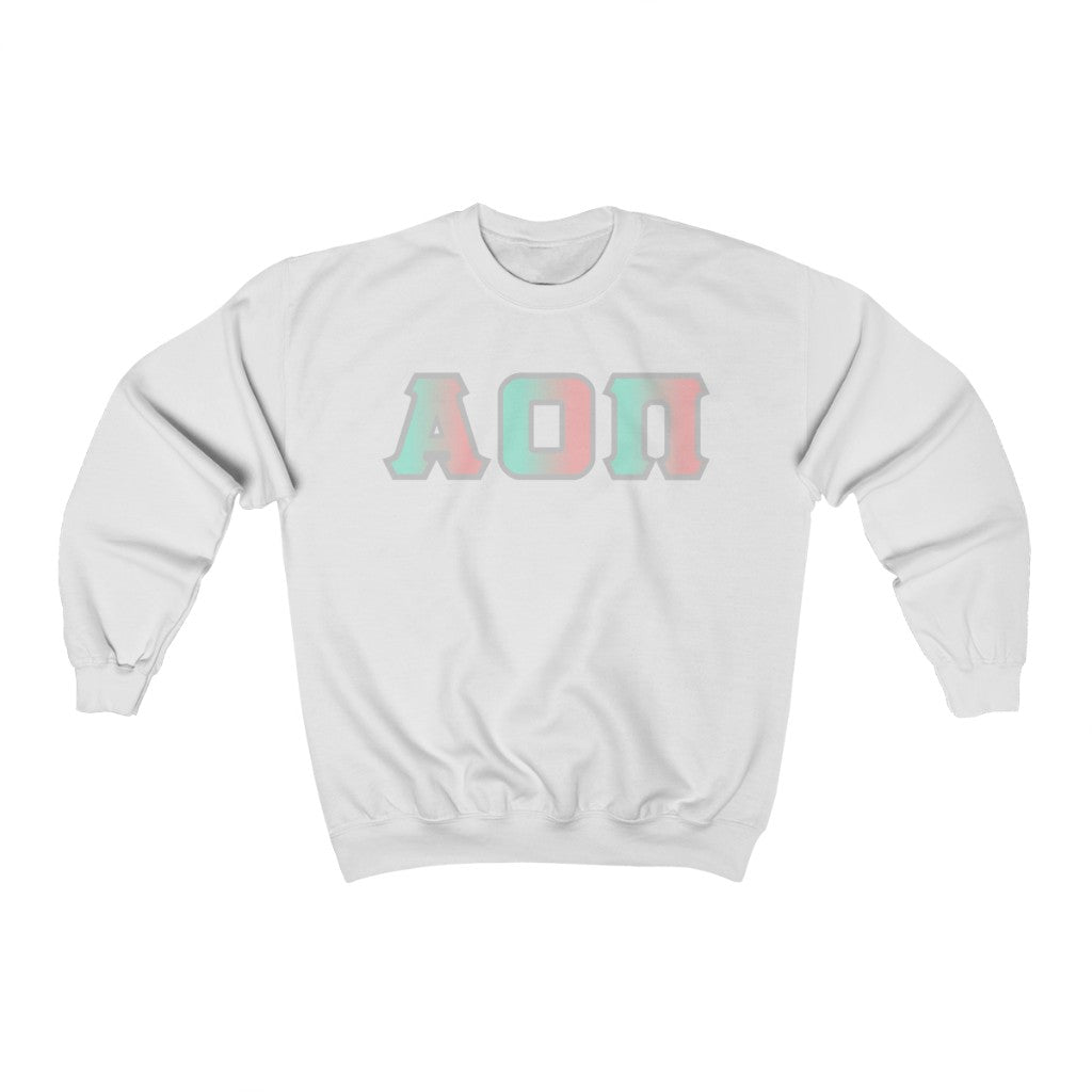 Alpha Omicron Pi Printed Letters | Dreams with Grey Border Crewneck