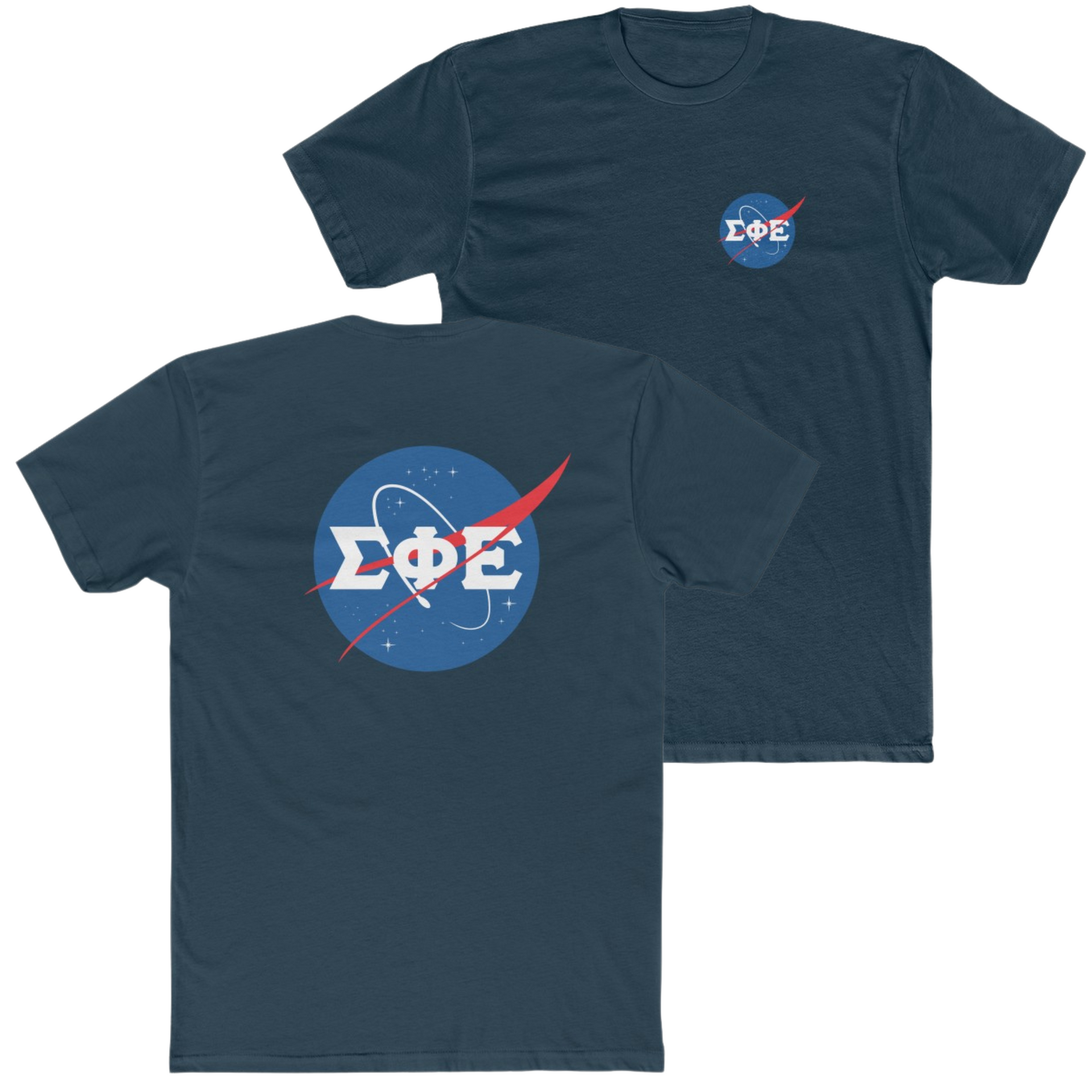 Navy Sigma Phi Epsilon Graphic T-Shirt | Nasa 2.0 | SigEp Clothing - Campus Apparel