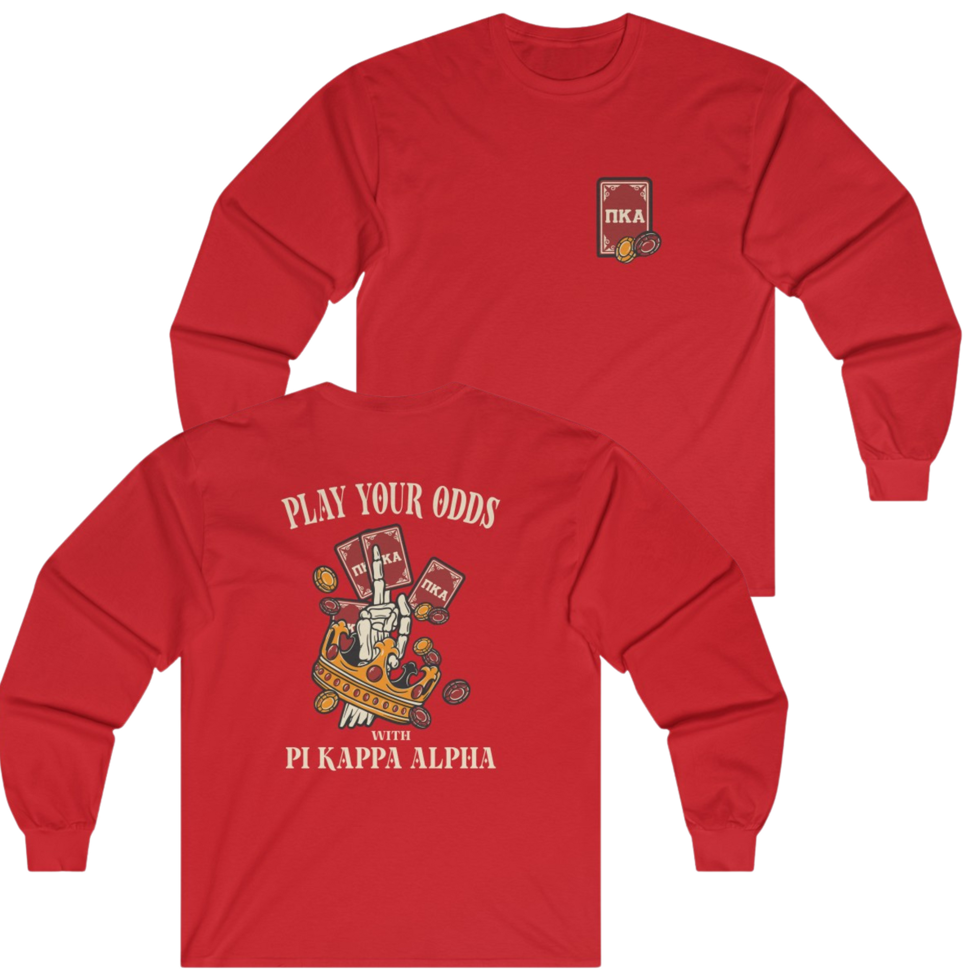Red Pi Kappa Alpha Graphic Long Sleeve | Play Your Odds | Pi kappa alpha fraternity shirt