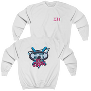 White Sigma Pi Graphic Crewneck Sweatshirt | Hit the Slopes | Sigma Pi Apparel and Merchandise