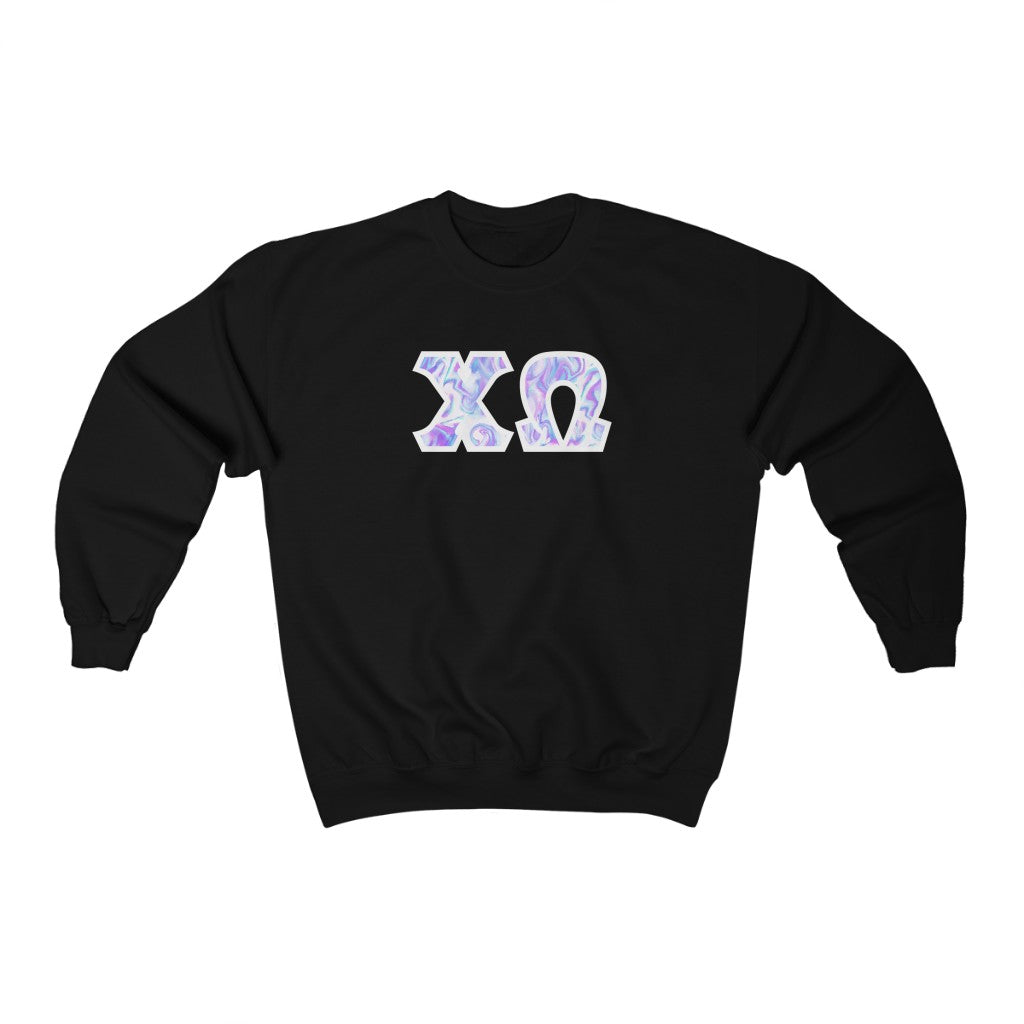 Chi Omega Printed Letters | Cotton Candy Tie-Dye Crewneck