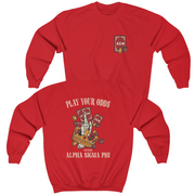 Red Alpha Sigma Phi Graphic Crewneck Sweatshirt | Play Your Odds | Alpha Sigma Phi Fraternity Crewneck Shirt 