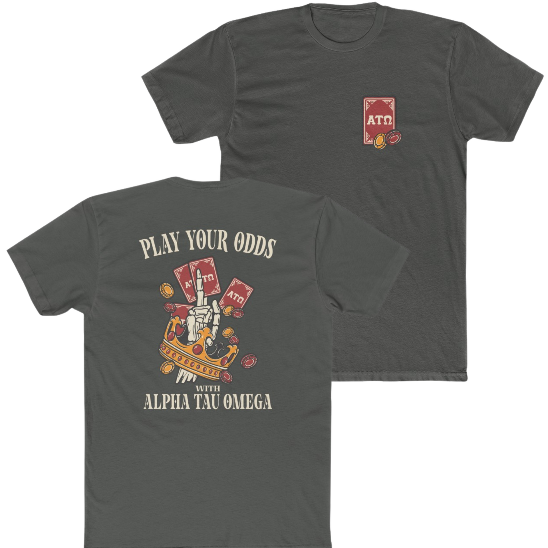 Grey Alpha Tau Omega Graphic T-Shirt | Play Your Odds | Fraternity Merchandise 