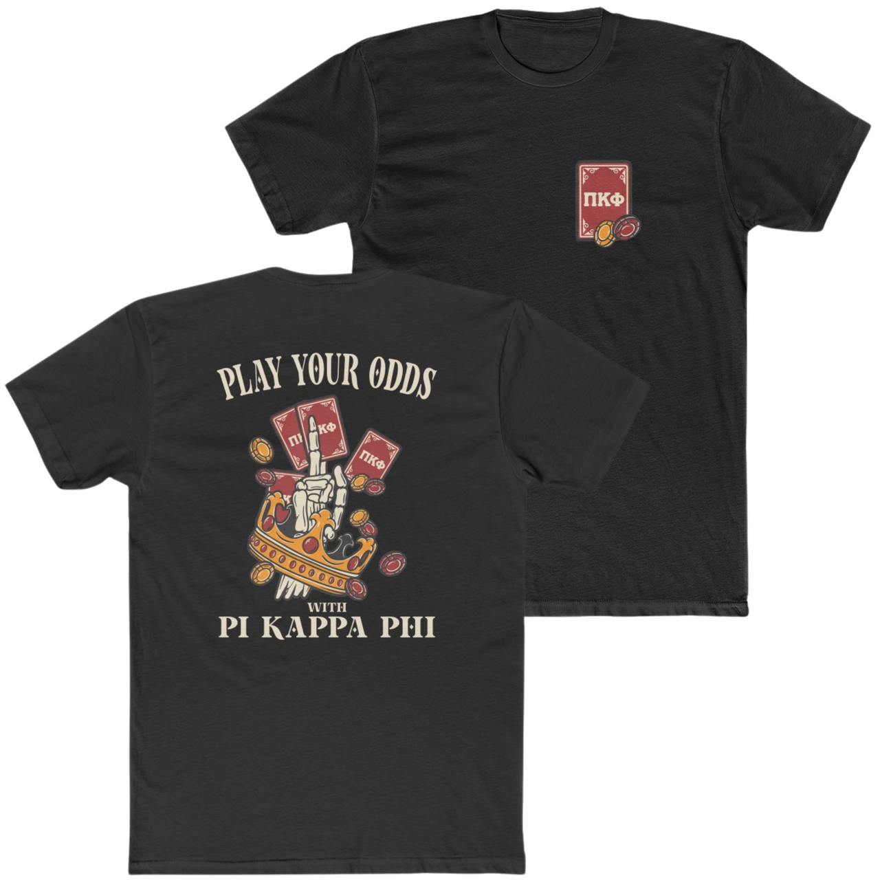 Black Pi Kappa Phi Graphic T-Shirt | Play Your Odds | Pi Kappa Phi Apparel and Merchandise