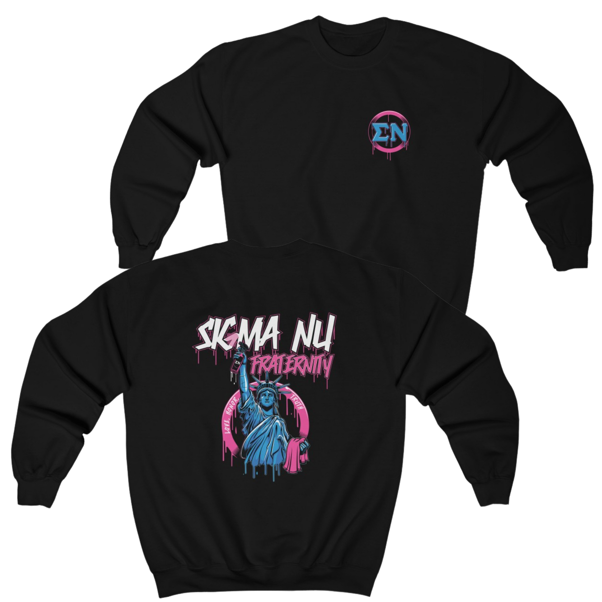 Black Sigma Nu Graphic Crewneck Sweatshirt | Liberty Rebel | Sigma Nu Clothing, Apparel and Merchandise