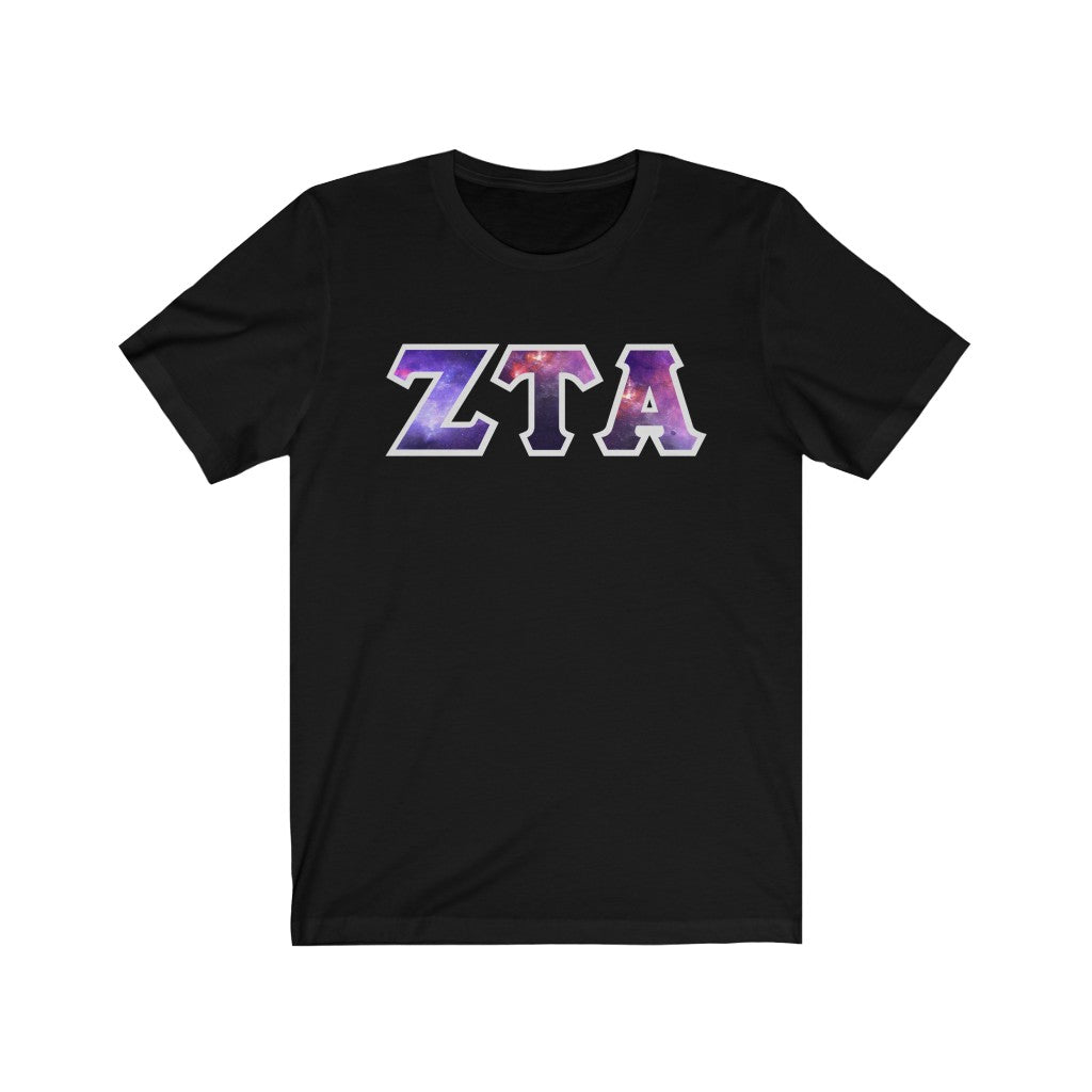 Zeta Tau Alpha Printed Letters | Galaxy T-Shirt