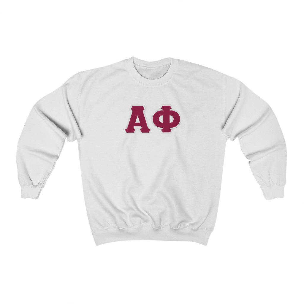 Alpha Phi Printed Letters | Maroon & Grey Border Crewneck