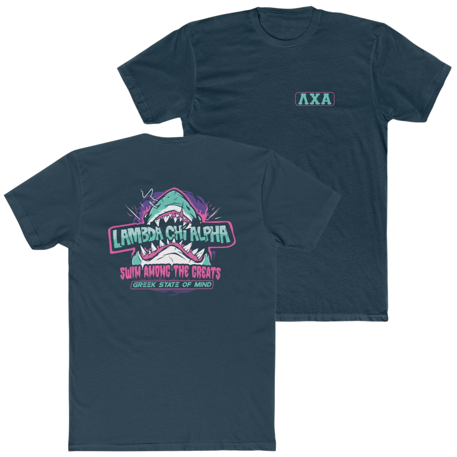 Navy Lambda Chi Alpha Graphic T-Shirt | The Deep End | Lambda Chi Alpha Fraternity Shirt 